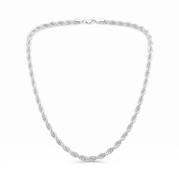 Stainless Steel Silver Rope Chain Necklace – Chunky Twisted Silver Chain
