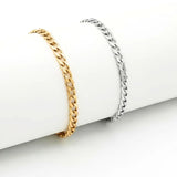 Cuban Link Chain Bracelet – 20cm 4mm Classic Curb Chain Bracelet in 18K Gold Filled & Polished Silver for Men & Women