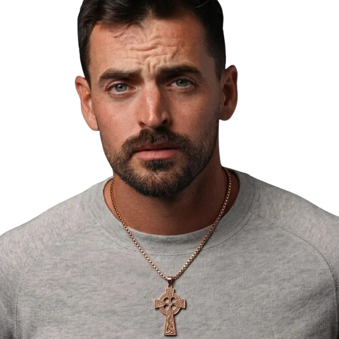 18K Rose Gold Filled Cross Pendant Necklace x 60cm