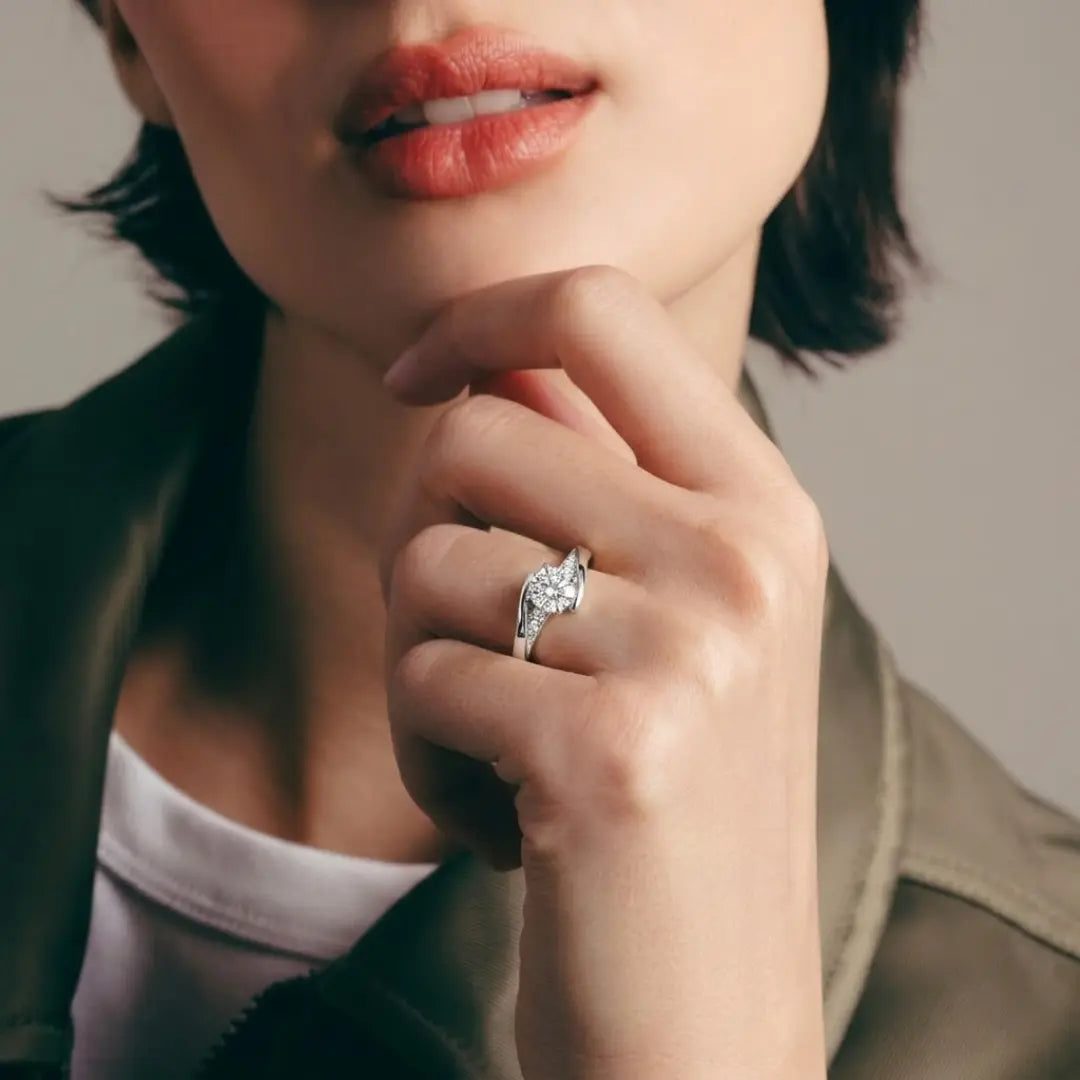 Elegant Sparkling Diamond Statement Ring