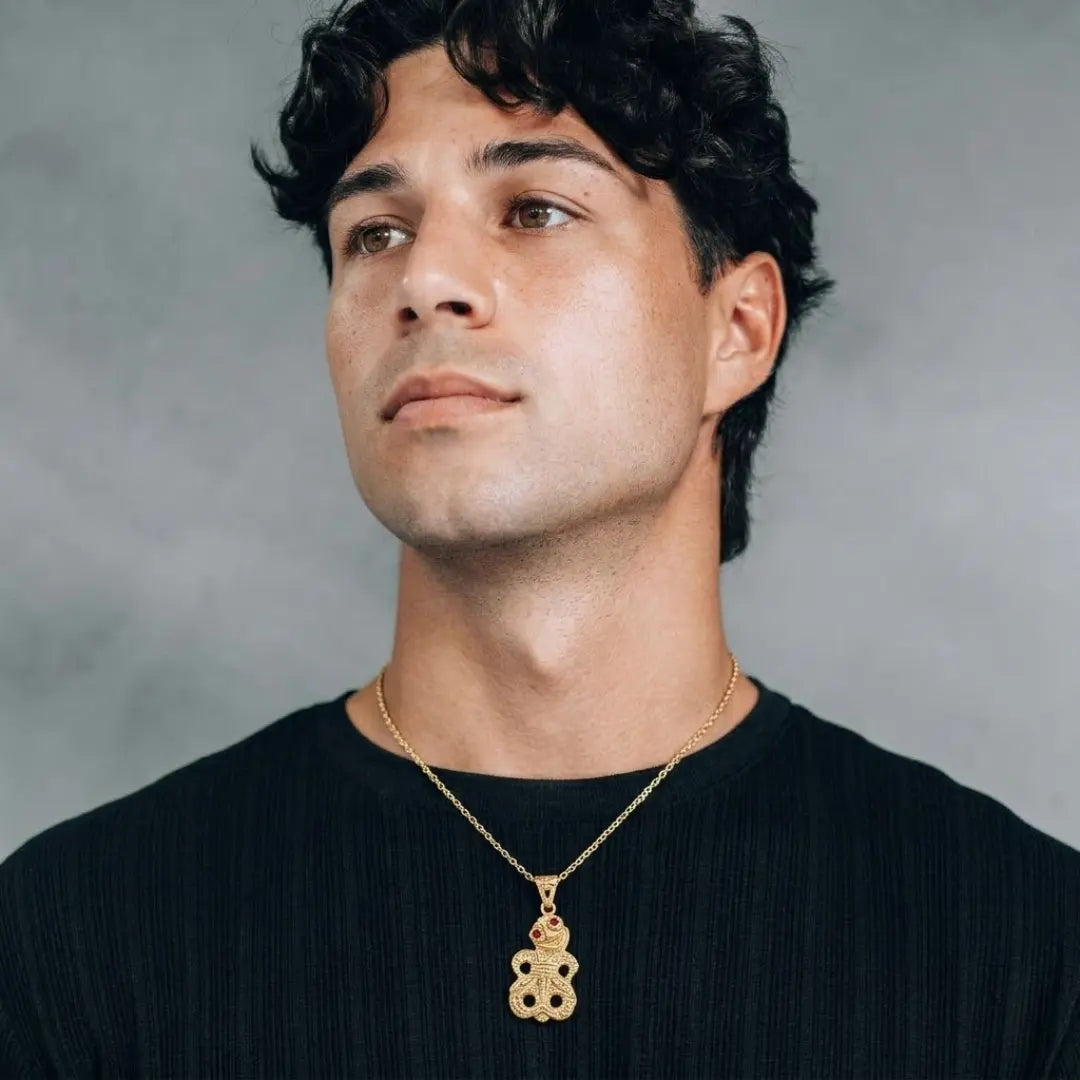 18K Gold Filled Māori Hei Tiki Pendant Necklace