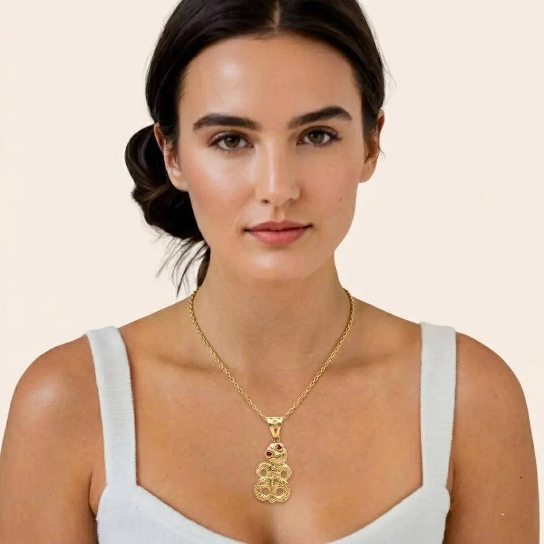 18K Gold Filled Māori Hei Tiki Pendant Necklace