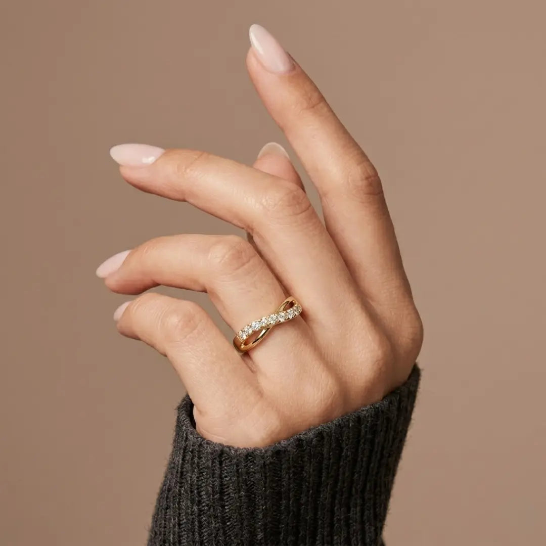 18K Gold Filled Tarnish Proof Layered Diamond Ring