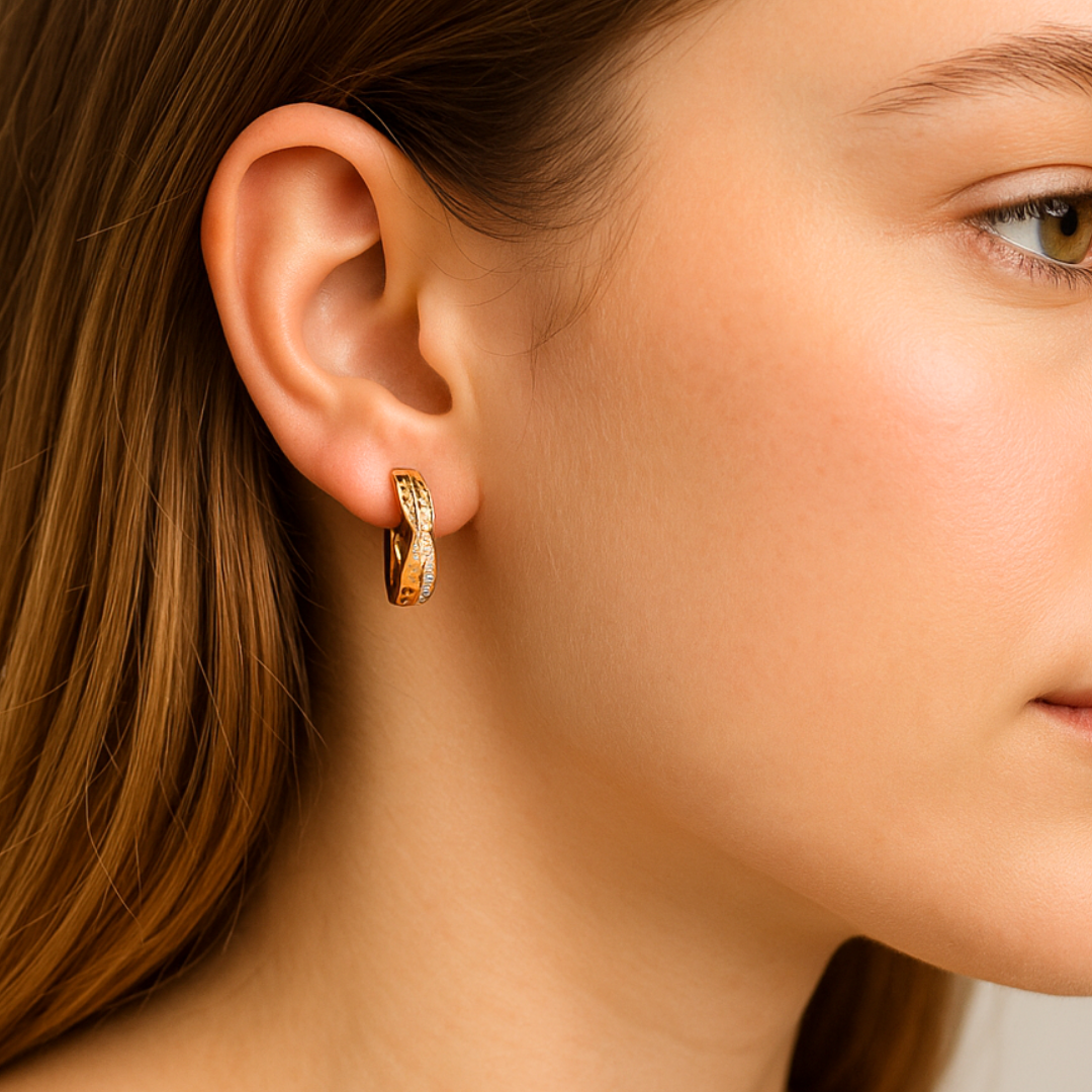 18K Gold Filled Huggie Earrings with Cubic Zirconia