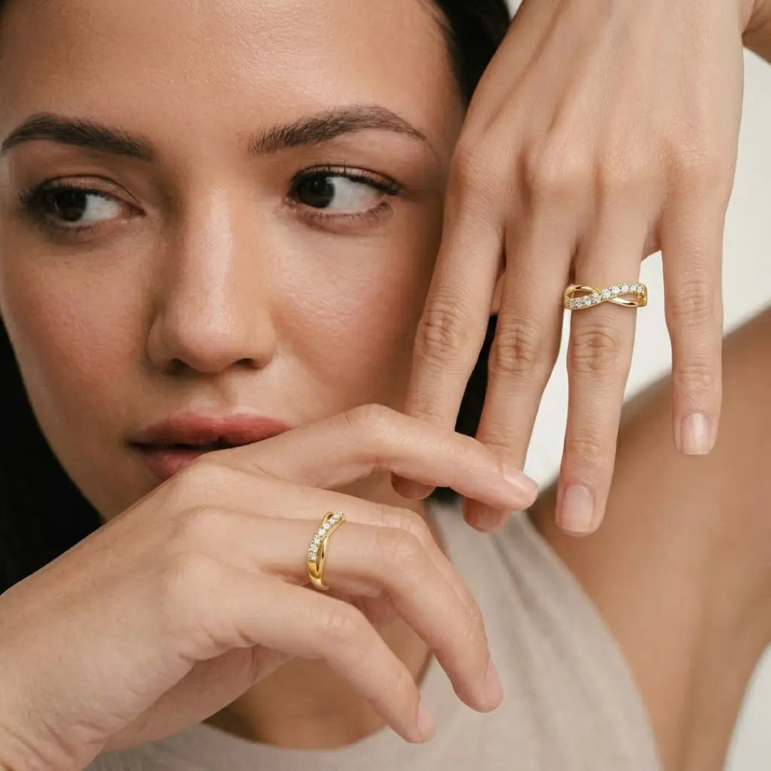 18K Gold Filled Tarnish Proof Layered Diamond Ring