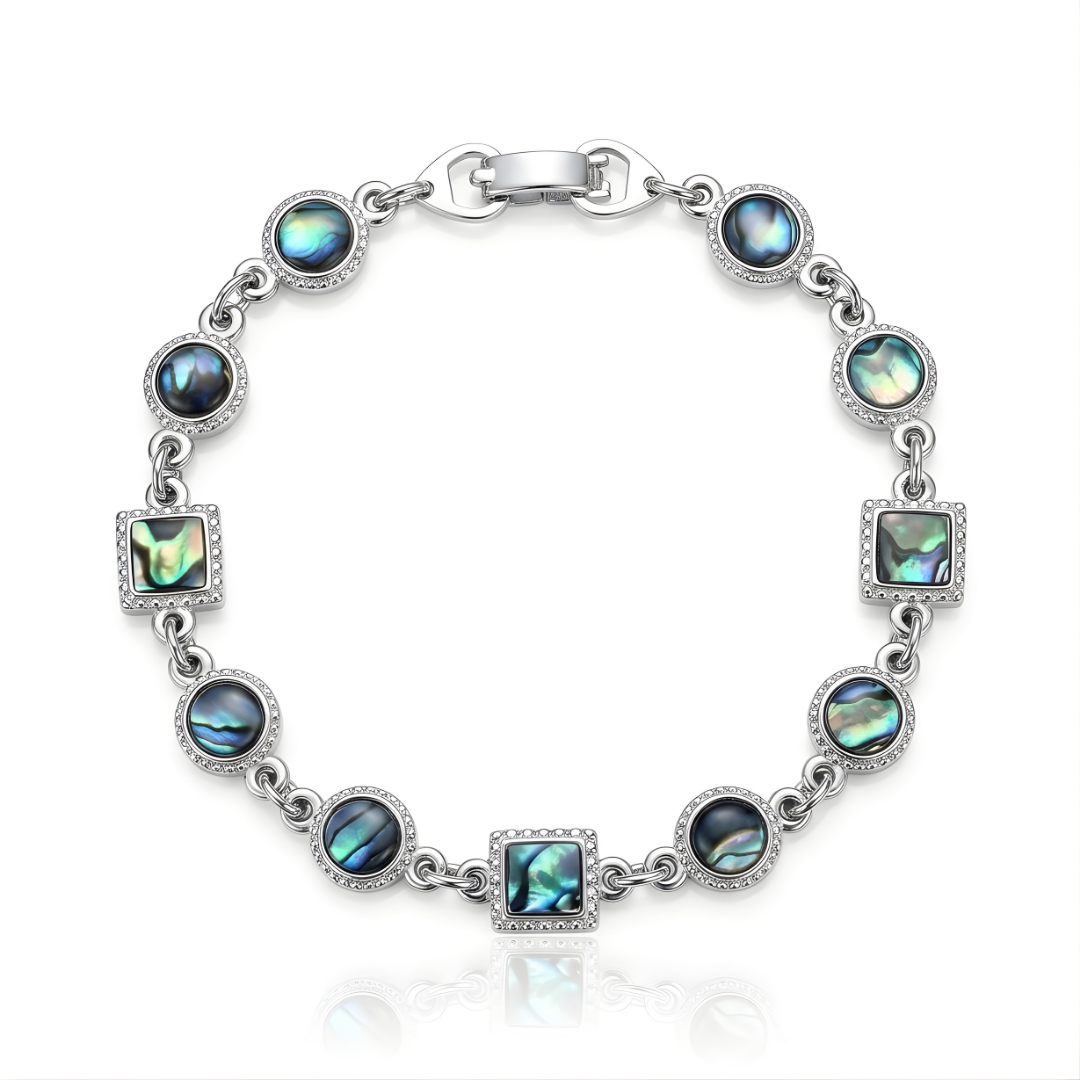 Silver Paua Shell Bracelet – Round & Square Design