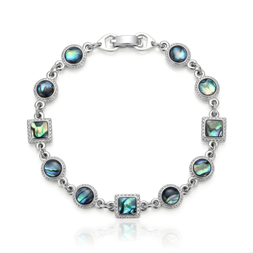 Silver Paua Shell Bracelet – Round & Square Design