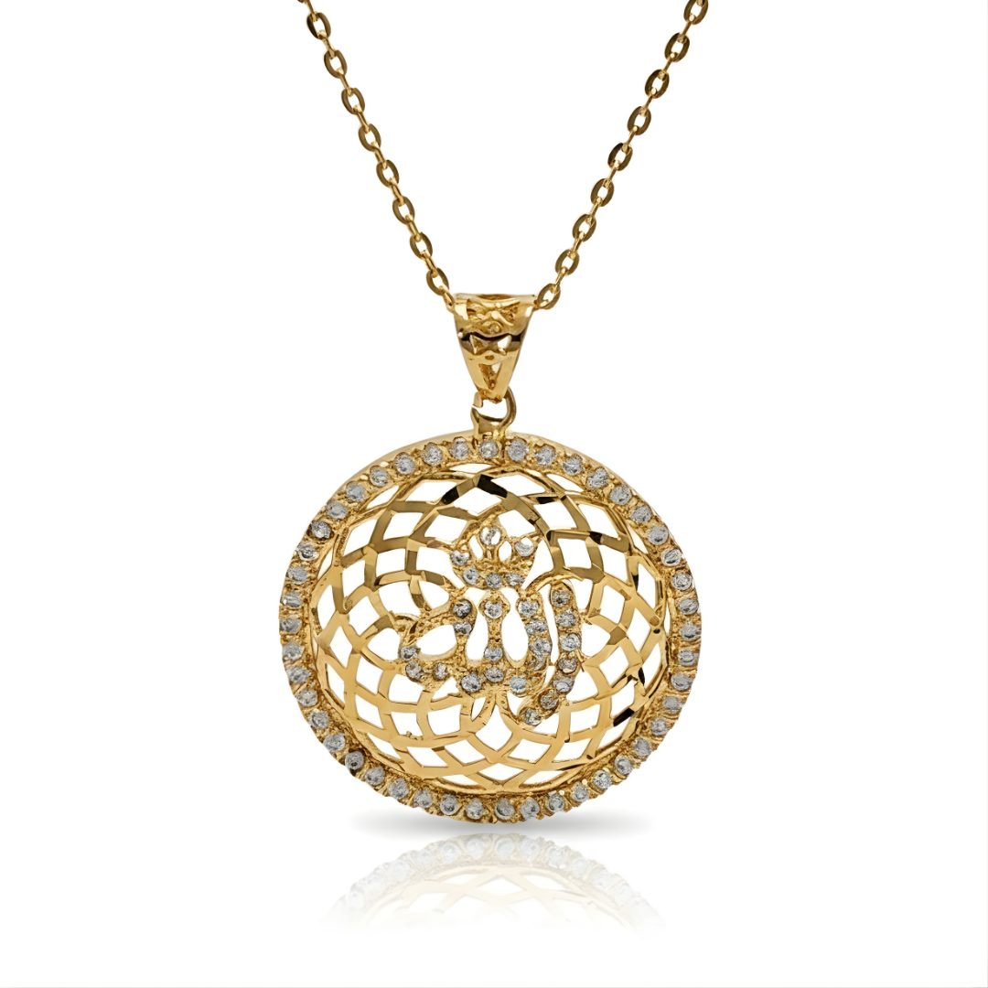 18K Gold Filled ALLAH Pendant CZ Necklace