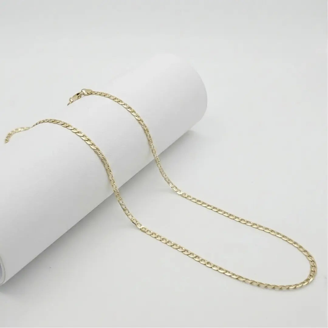 14K Gold Filled Flat Cuban Link Chain (60cm / 6mm) – Tarnish-Proof Bold Statement Necklace for Men & Women