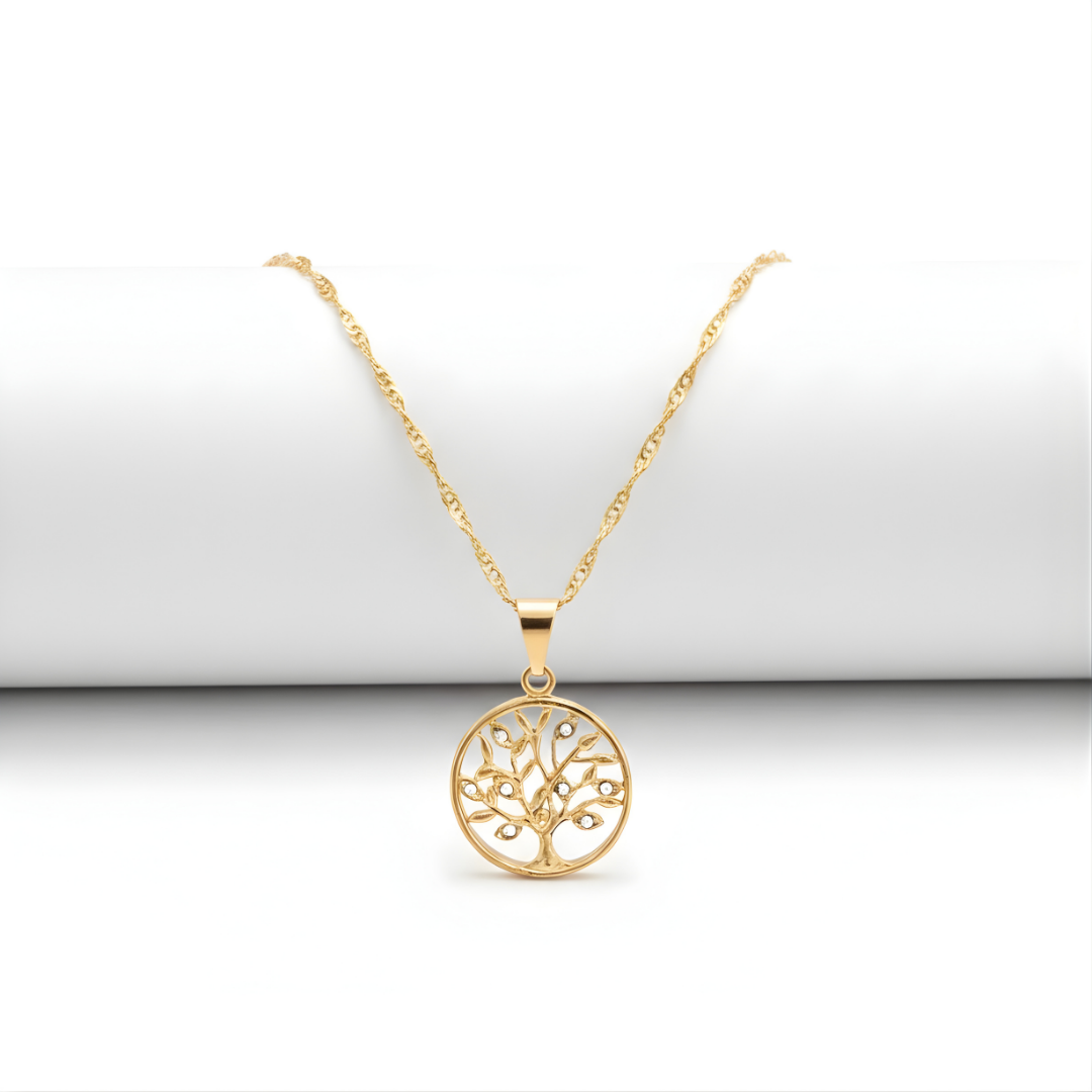 18K Gold Filled Money Tree Pendant with Diamonds