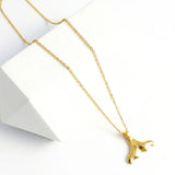 18K Gold Filled Hawaiian Whale Tail Pendant Necklace – 20mm x 28mm Ocean Fluke Charm with 68cm Adjustable 2mm Cable Chain for Men