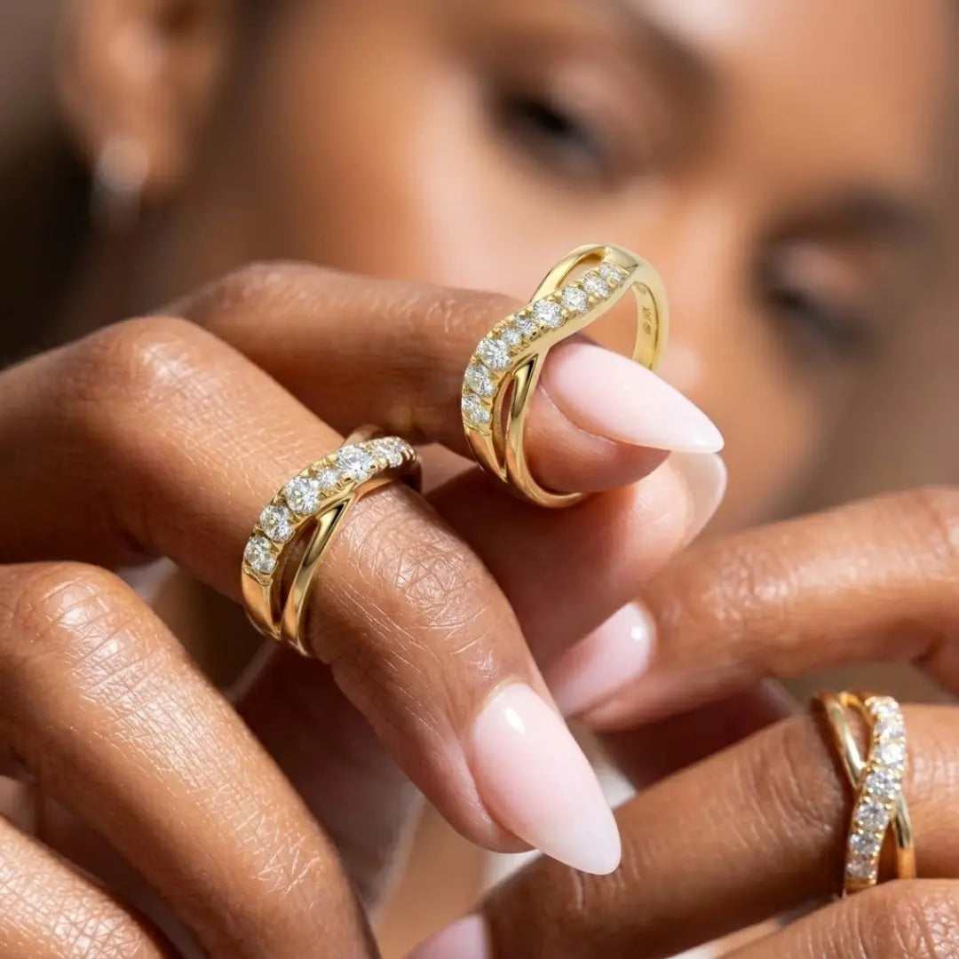 18K Gold Filled Tarnish Proof Layered Diamond Ring