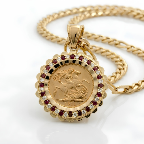 18K Gold Filled  Tarnish Proof Sovereign Pendant Necklace