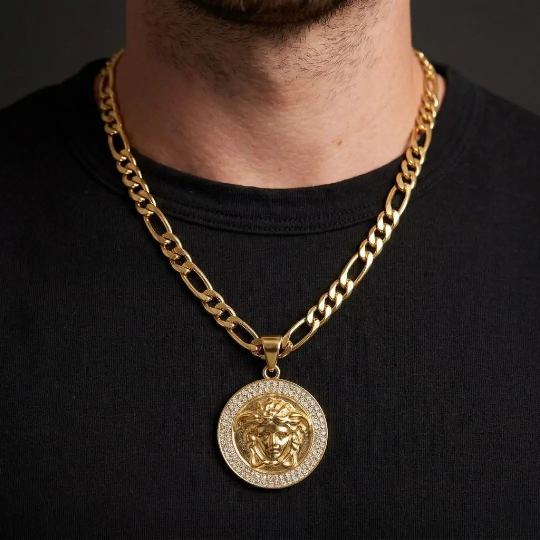 19K Gold Filled Trendy Pendant Necklace with Diamonds