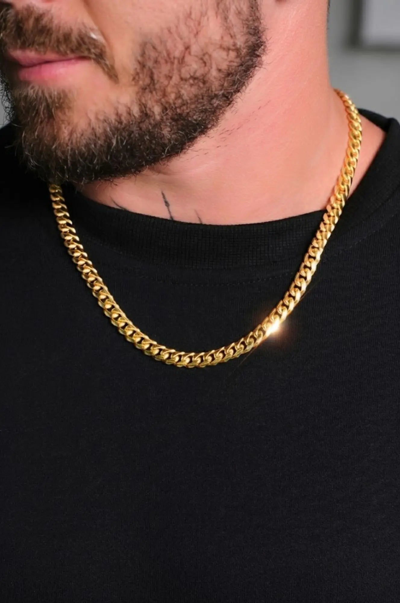 18K Gold Filled Cuban Link Chain Necklace 58cm x  6mm