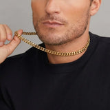18K Gold Filled Classic Cuban Link Chain Necklace (58cm x 6mm) – Flat-Bevel Gold Chain for Men & Women