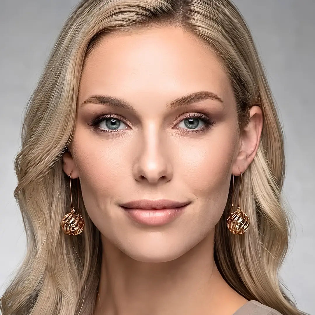 18K Gold Filled Filigree Ball Drop Earrings (35mm)