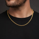 18K Gold Filled Classic Diamond-Cut Rope Chain Necklace (50cm x 6mm) – Heavyweight Twisted Gold Chain for Men & Women
