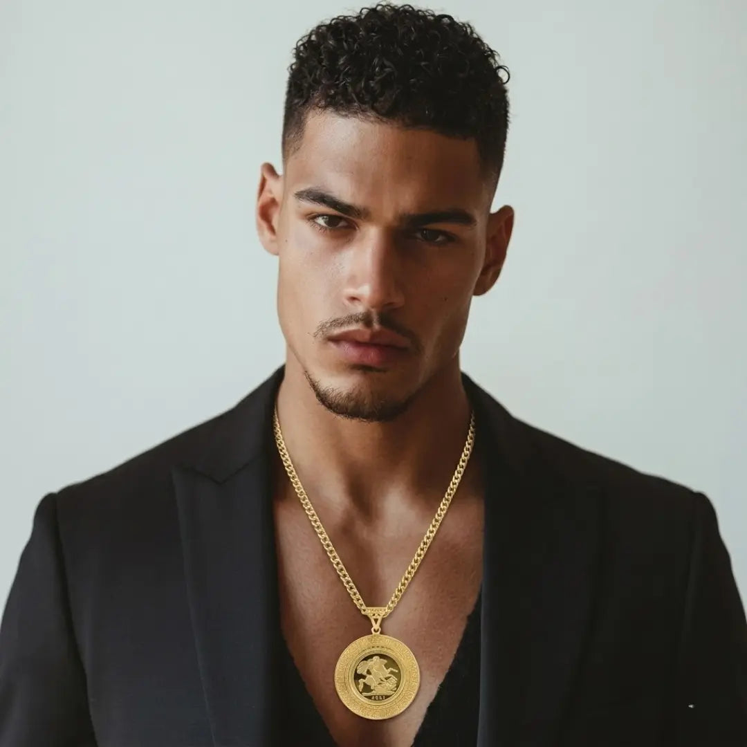 18K Gold Filled Customized  Full Sovereign Pendant Necklace