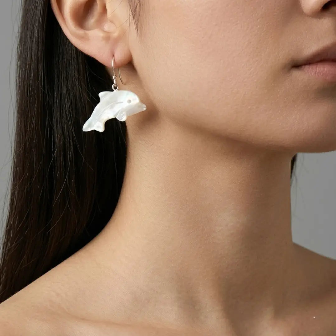 Shell Pearl Fish Earrings