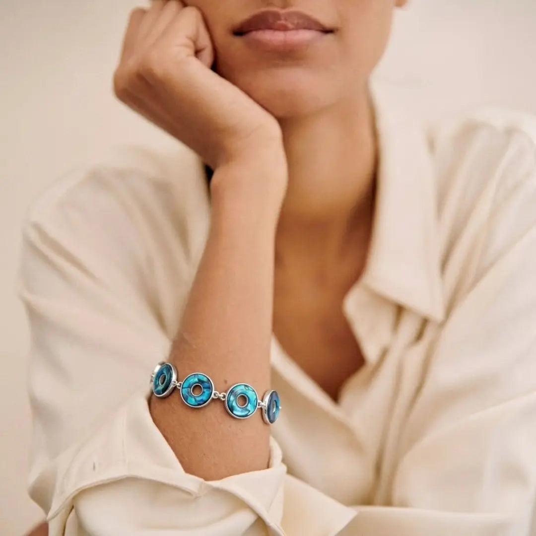 Round Circle Paua Shell Bracelet – 19cm