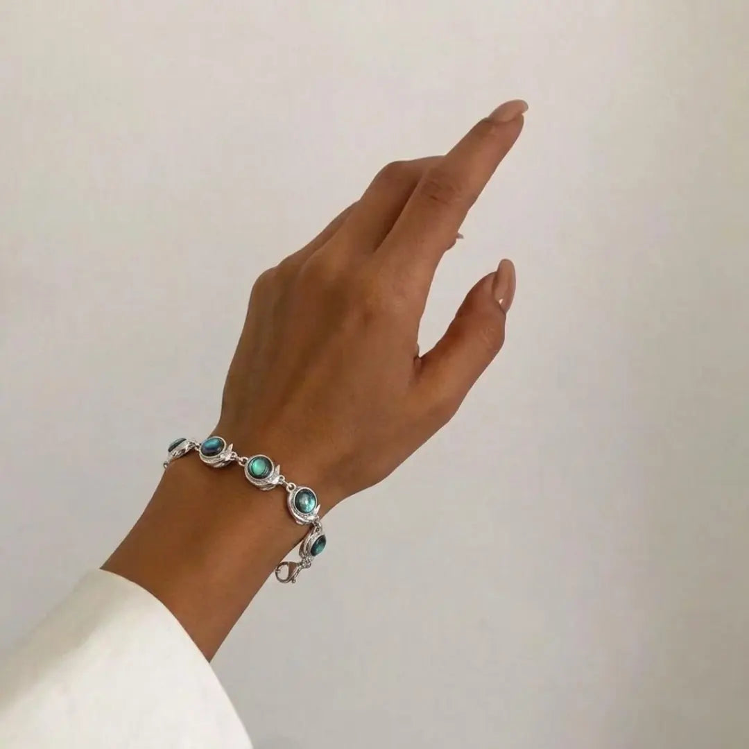 Silver Fish Paua Shell Bracelet – 19cm
