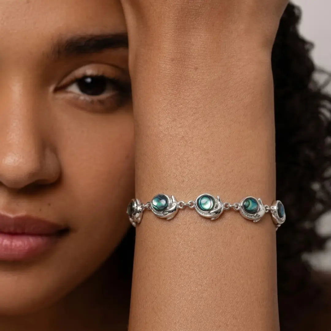 Silver Fish Paua Shell Bracelet – 19cm