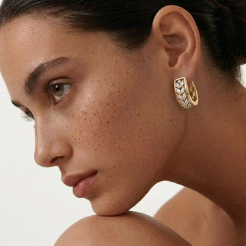 18K Gold Filled Diamond Huggie Earrings