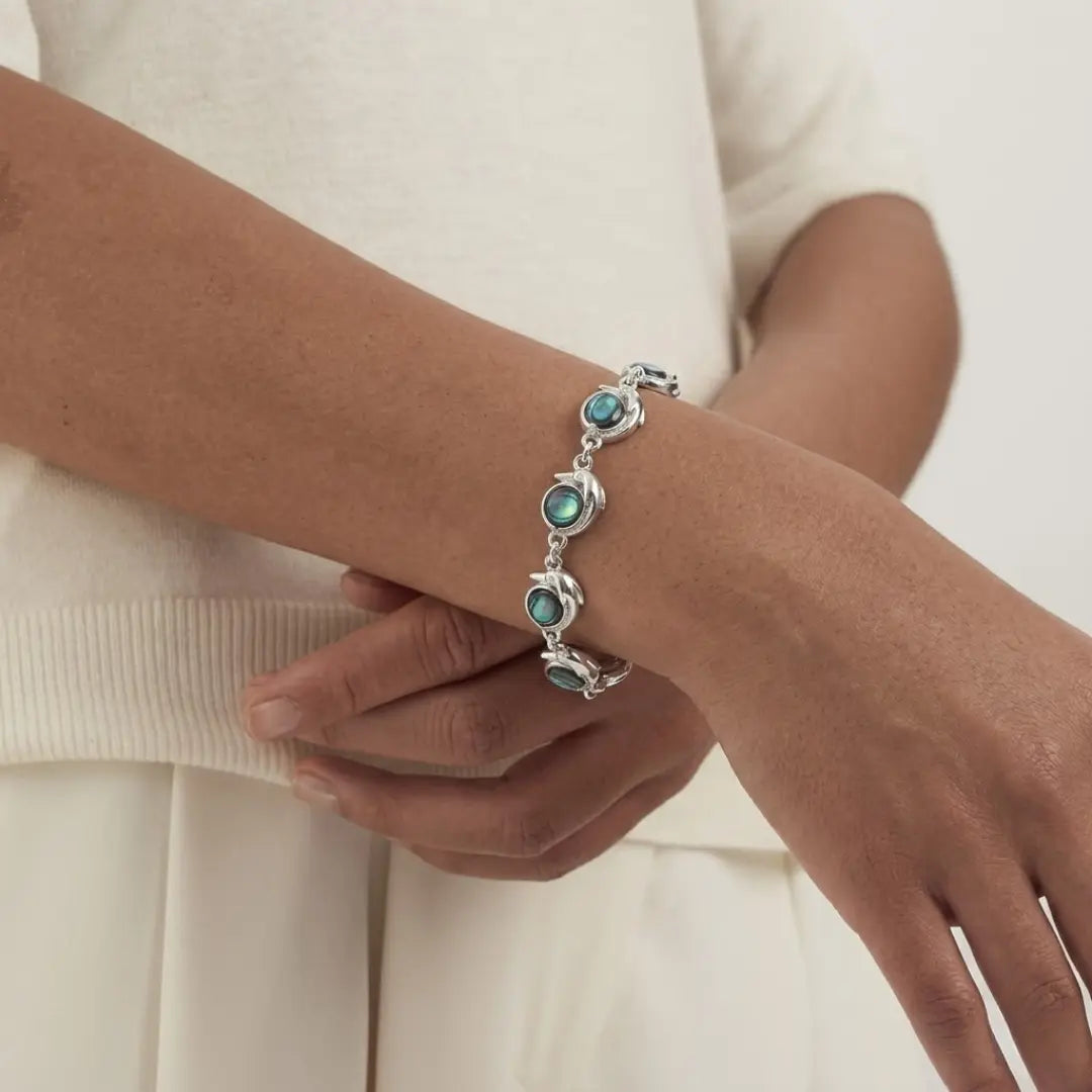 Silver Fish Paua Shell Bracelet – 19cm