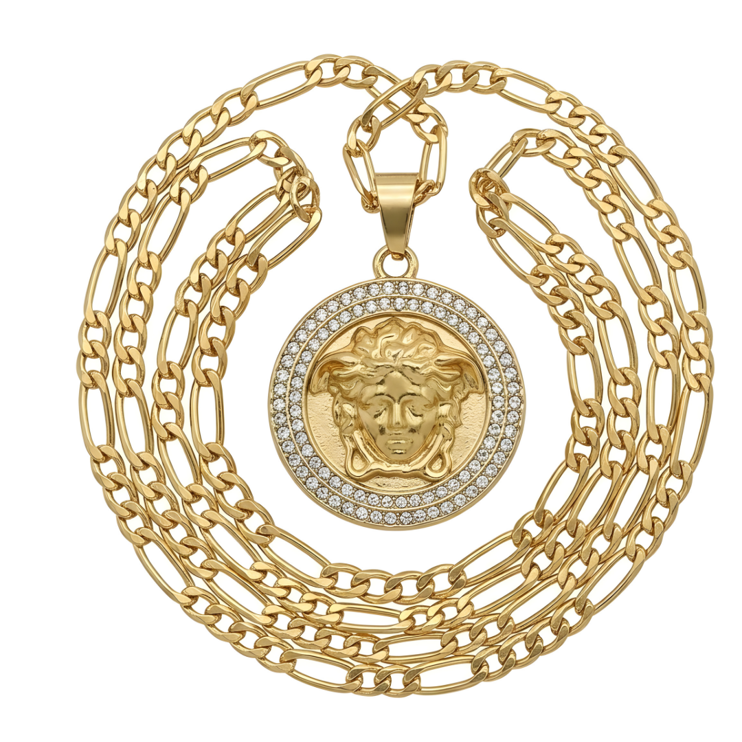 19K Gold Filled Trendy Pendant Necklace with Diamonds