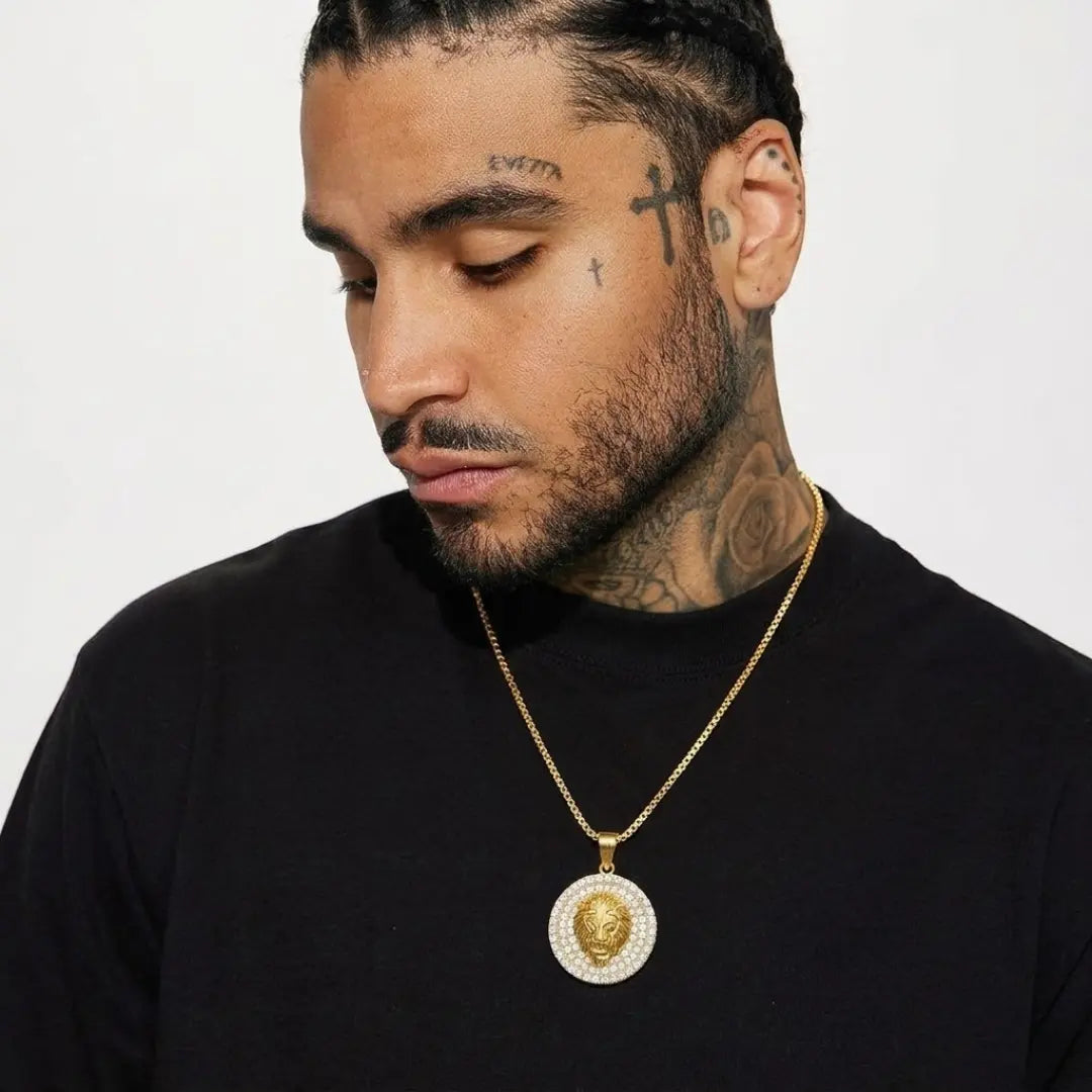 18k Gold Filled Lion Head Pendant with CZ