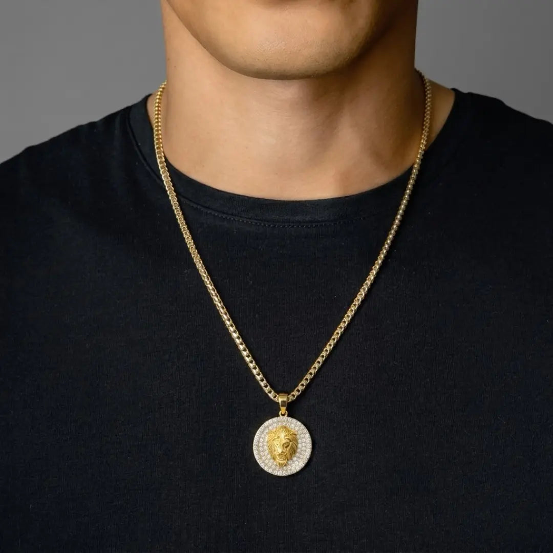 18k Gold Filled Lion Head Pendant with CZ