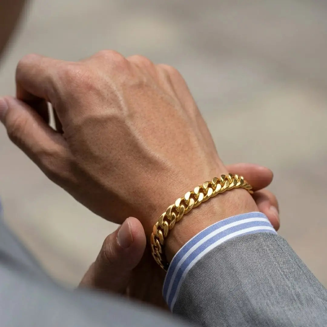 18K Gold Filled Cuban Link Bracelet 22cm 10mm