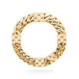 18K Gold Filled Pyramid Stud Station Curb Chain Bracelet – Geometric Clous de Paris CZ Cuban Link Bracelet for Women & Men