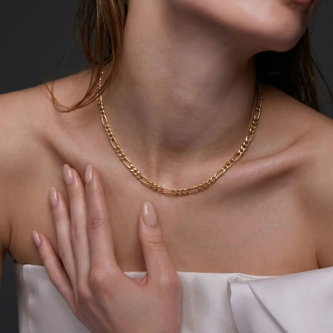 9ct Gold Filled Figaro Chain Necklace 60cm 4mm