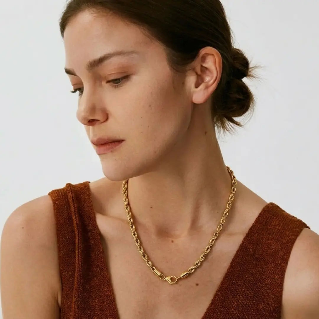 18K Gold Filled Rope Chain Necklace 60cm x 10mm