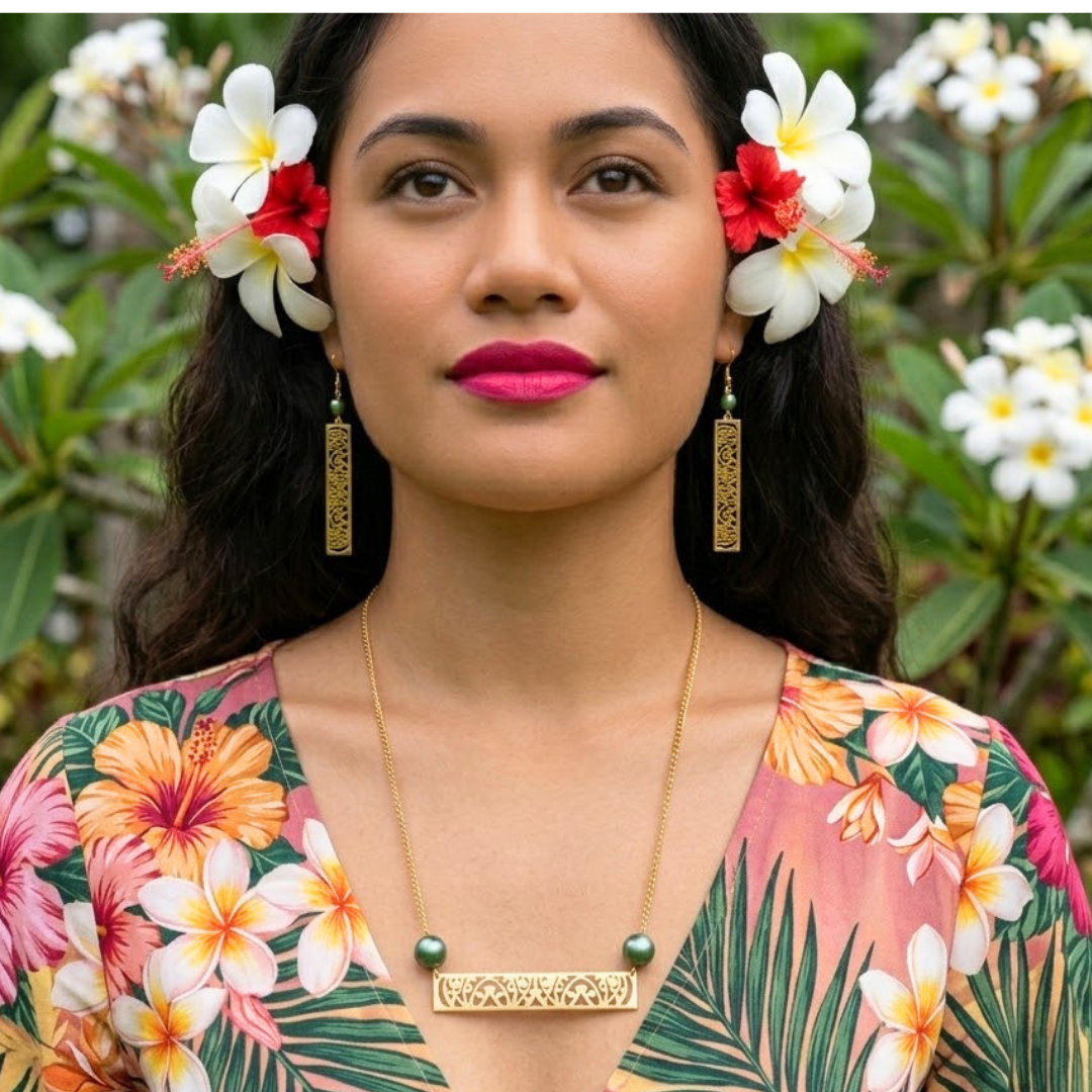 18K Gold Filled Hawaiian Pearl Set