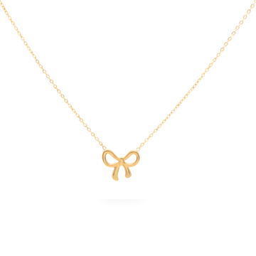 18K Gold Filled Ribbon Bow Pendant Necklace – Minimalist Everyday Fine Jewelry for Women