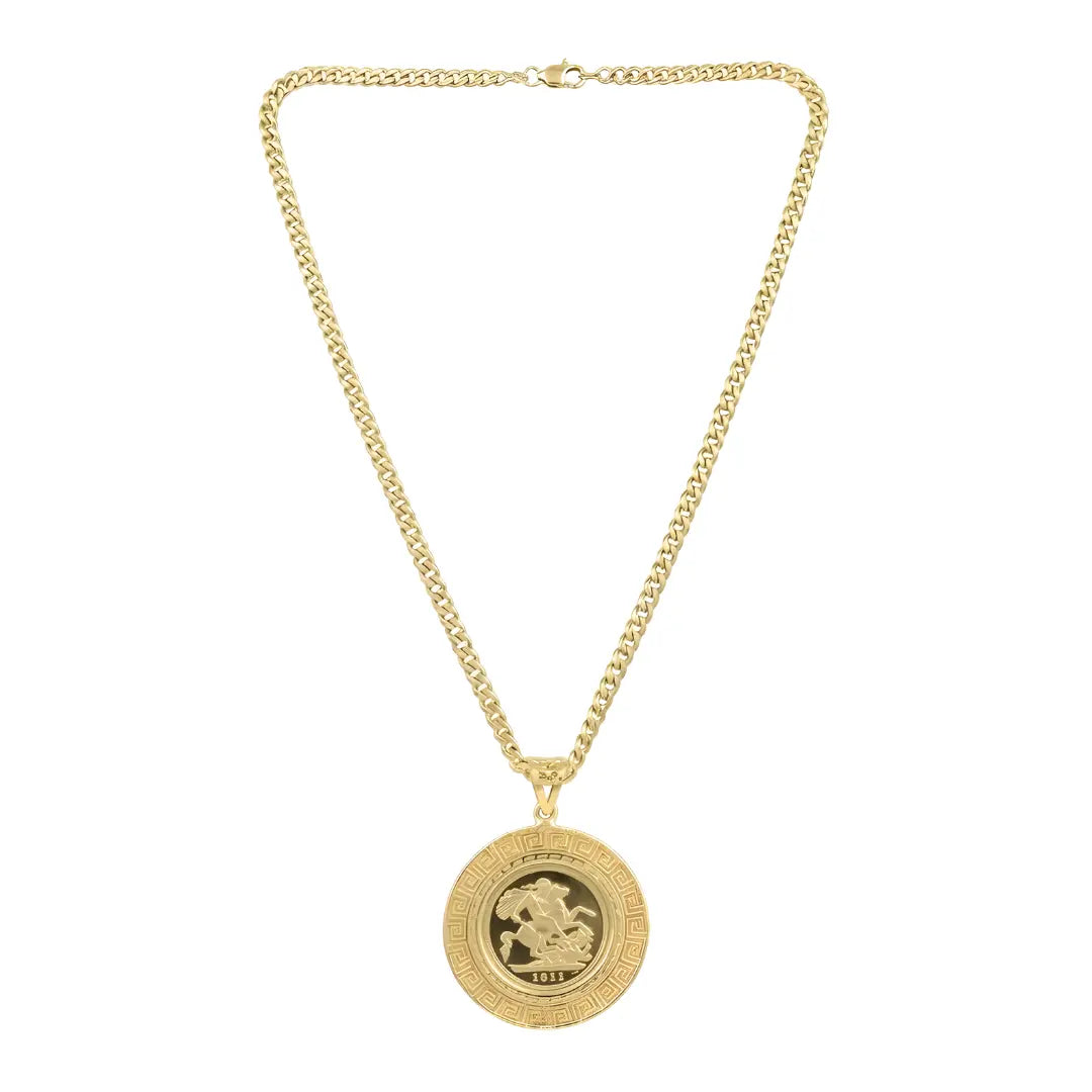 18K Gold Filled Customized  Full Sovereign Pendant Necklace