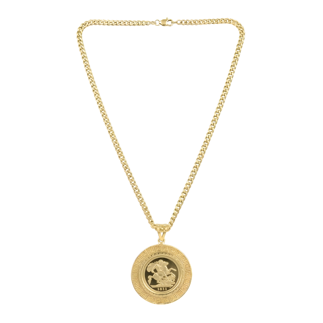 18K Gold Filled Customized  Full Sovereign Pendant Necklace