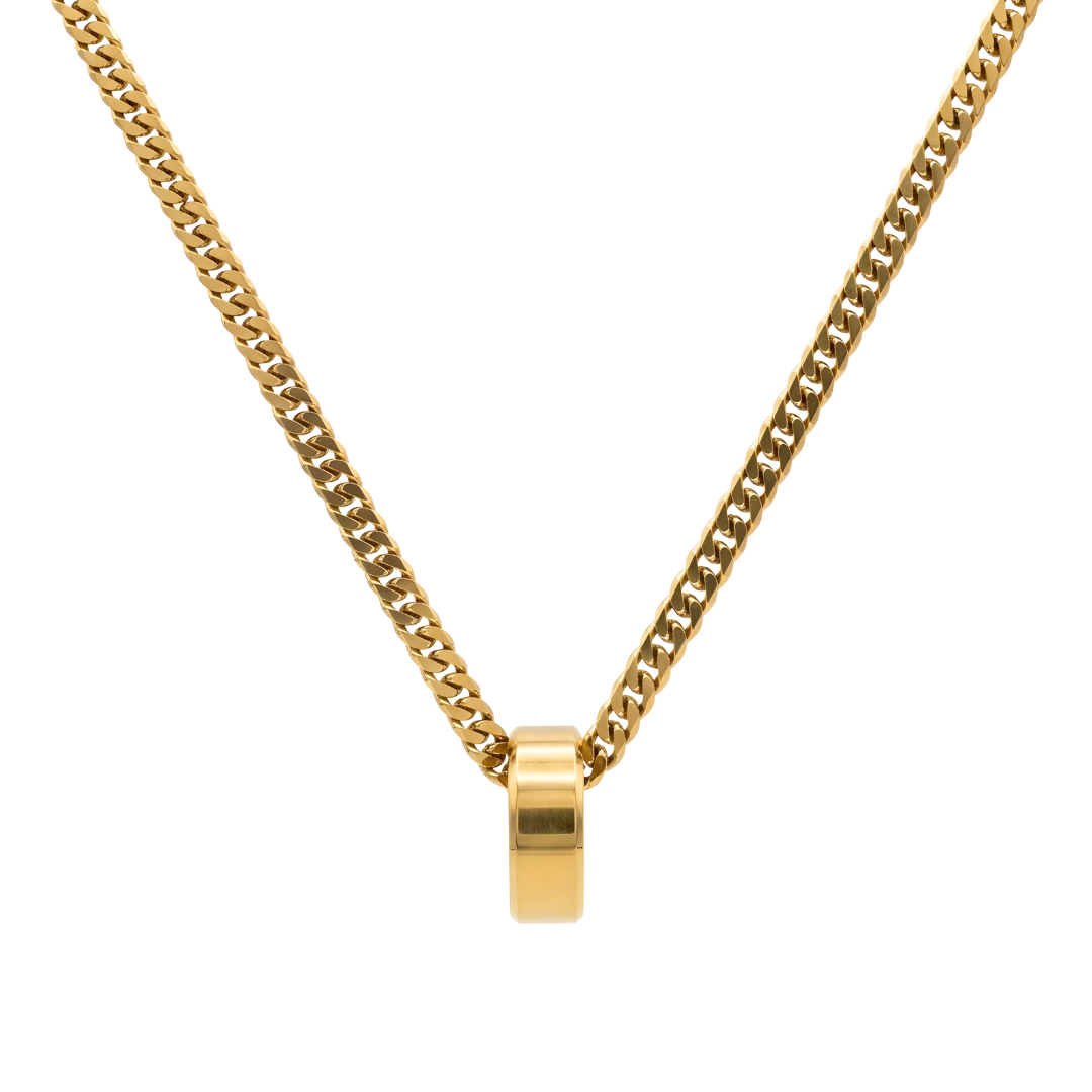 18K Gold Filled Cuban Link Chain with Ring