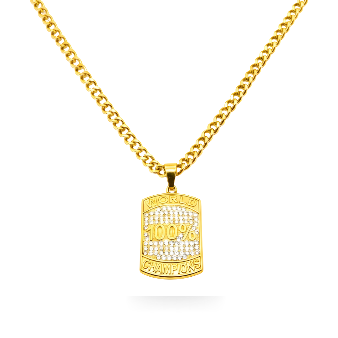 18k Gold Filled World 100% Champion Pendant