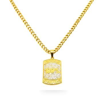 18k Gold Filled World 100% Champion Pendant