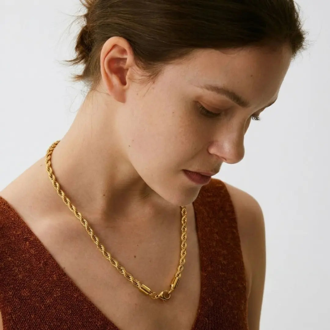 18K Gold Filled Rope Chain Necklace 60cm x 10mm