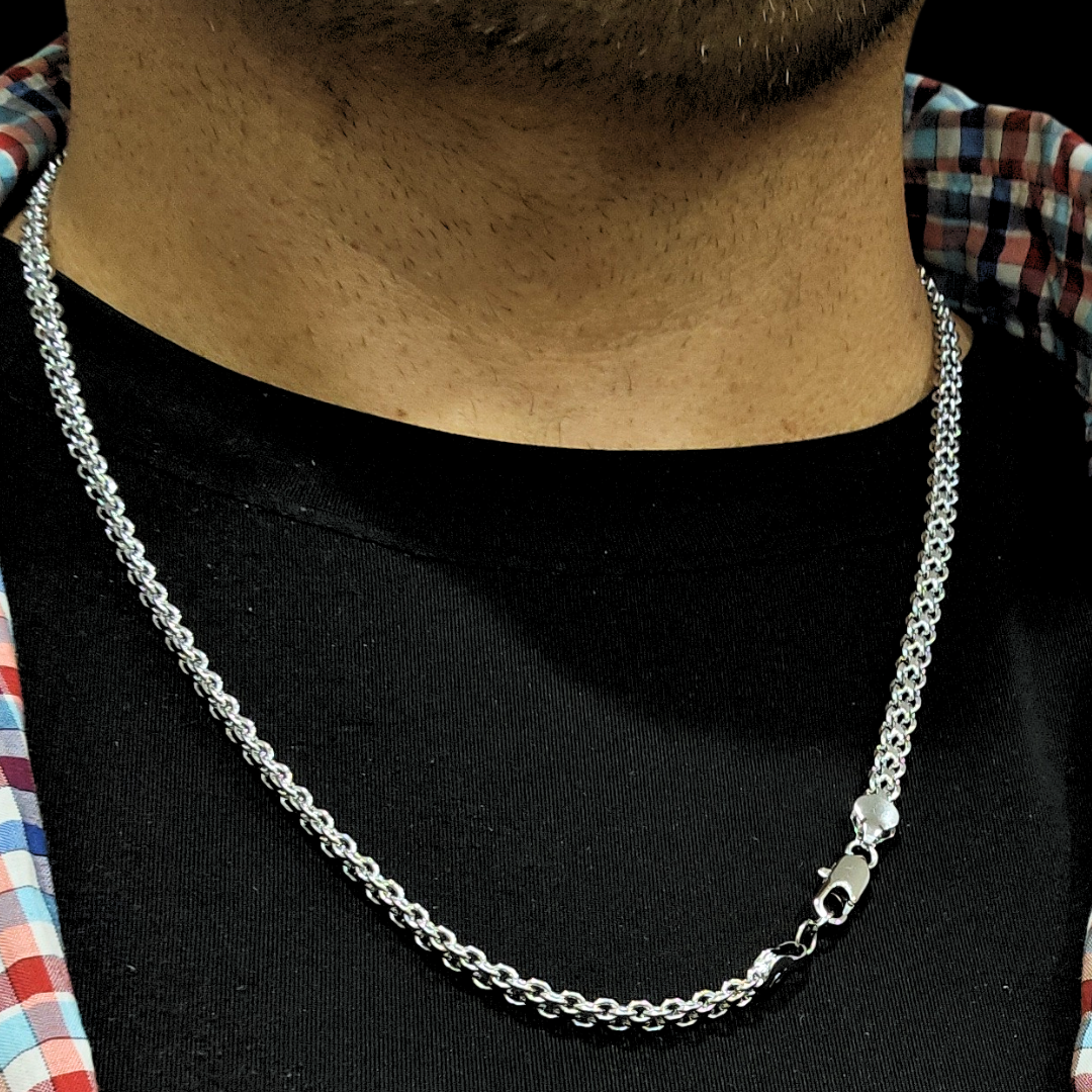 Silver Rhodium Plated Interlinked Chain.