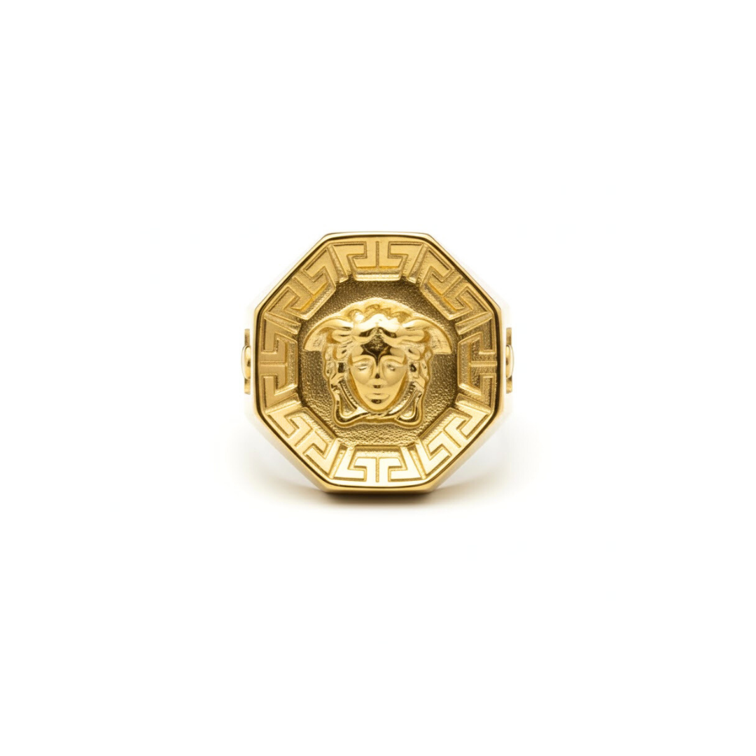 Gold Mythic Head Statement Ring
