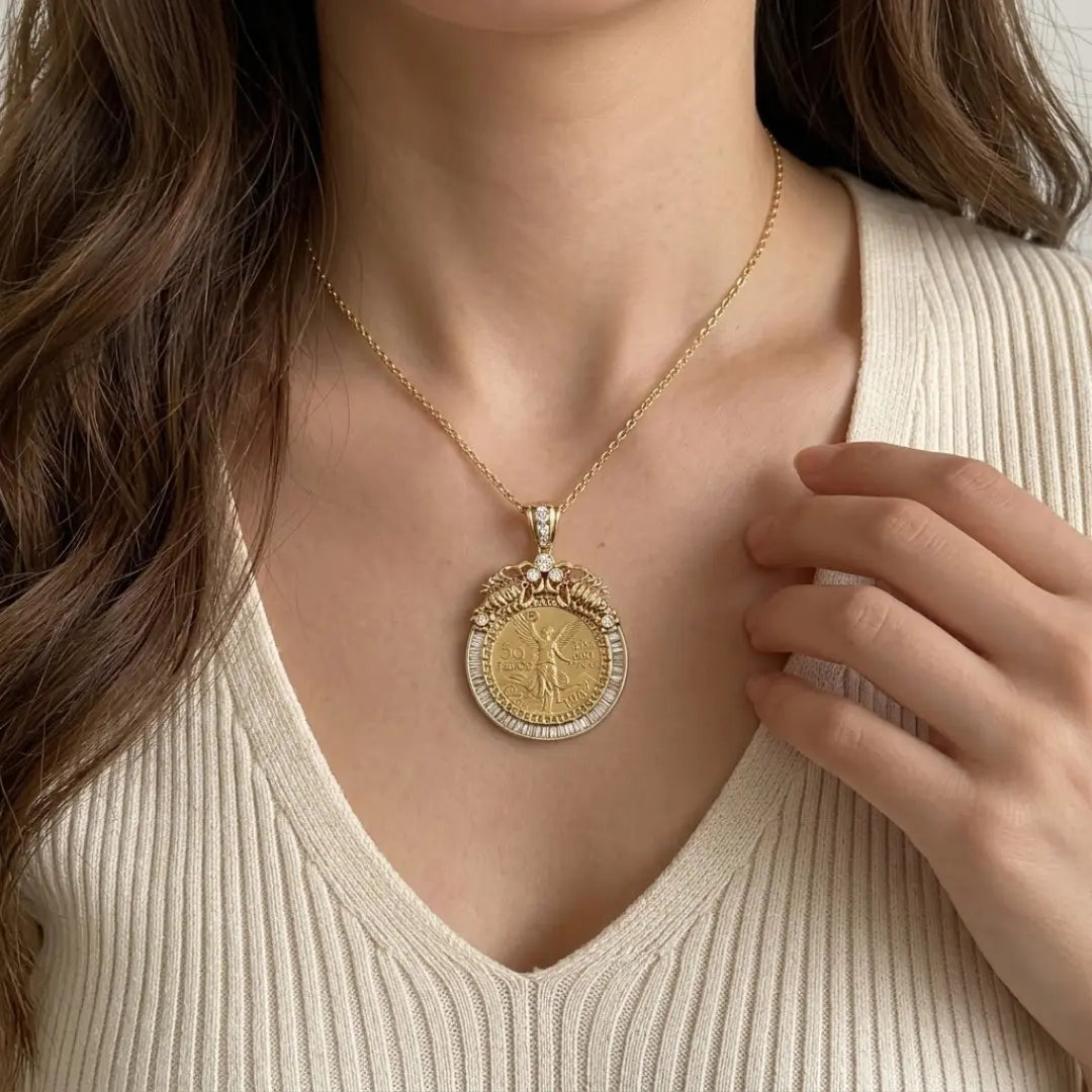 14K Gold Filled 50 Peso Pendant Necklace
