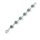 Silver Dolphin Paua Abalone Shell Station Link Bracelet