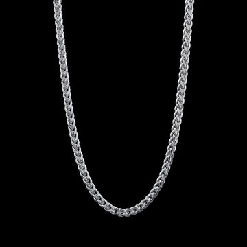 Stainless Steel Silver Franco Wheat Link Chain Necklace – Heavy Textured Silver Chain