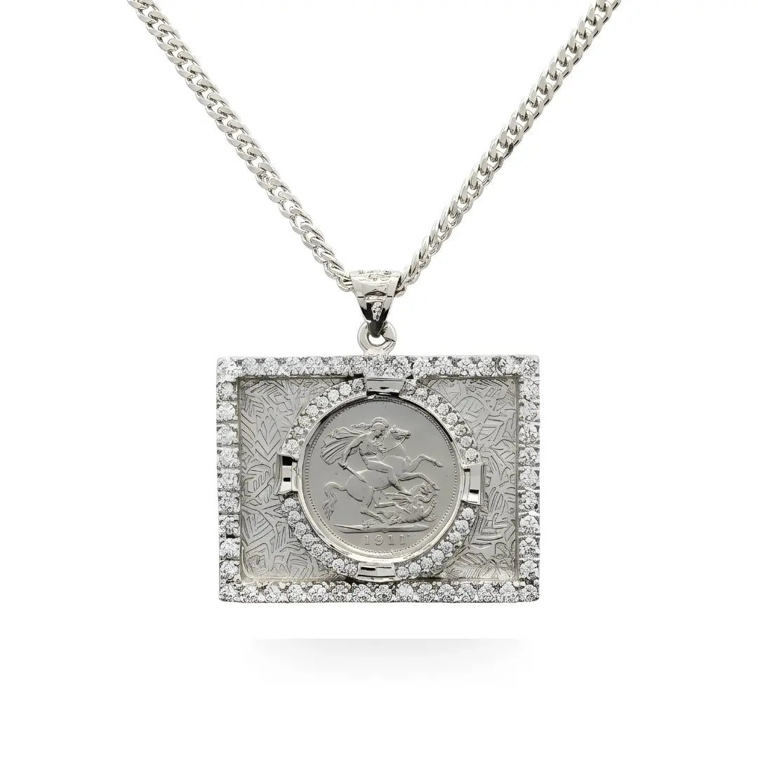 Silver Rhodium Pendant necklace with diamonds